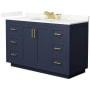 Wyndham Collection Miranda 54" Free Standing Single Basin Vanity Set with Cabinet and Quartz Vanity Top Dark Blue / Giotto Quartz Top / Brushed Gold Hardware