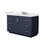 Wyndham Collection Miranda 54" Free Standing Single Basin Vanity Set with Cabinet and Cultured Marble Vanity Top Dark Blue / Carrara Cultured Marble Top / Brushed Nickel Hardware