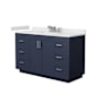 Wyndham Collection Miranda 54" Free Standing Single Basin Vanity Set with Cabinet and Cultured Marble Vanity Top Dark Blue / White Cultured Marble Top / Brushed Nickel Hardware