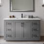 Wyndham Collection Miranda 54" Free Standing Single Basin Vanity Set with Cabinet and Cultured Marble Vanity Top Dark Gray / Carrara Cultured Marble Top / Matte Black Hardware