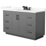 Wyndham Collection Miranda 54" Free Standing Single Basin Vanity Set with Cabinet and Quartz Vanity Top Dark Gray / Giotto Quartz Top / Matte Black Hardware