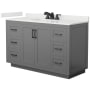 Wyndham Collection Miranda 54" Free Standing Single Basin Vanity Set with Cabinet and Quartz Vanity Top Dark Gray / White Quartz Top / Matte Black Hardware