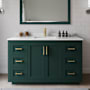 Wyndham Collection Miranda 54" Free Standing Single Basin Vanity Set with Cabinet and Cultured Marble Vanity Top Green / Carrara Cultured Marble Top / Brushed Gold Hardware