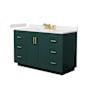 Wyndham Collection Miranda 54" Free Standing Single Basin Vanity Set with Cabinet and Cultured Marble Vanity Top Green / Carrara Cultured Marble Top / Brushed Gold Hardware