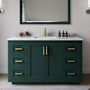Wyndham Collection Miranda 54" Free Standing Single Basin Vanity Set with Cabinet, Marble Vanity Top, and Framed Mirror Green / White Carrara Marble Top / Brushed Gold Hardware