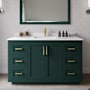 Wyndham Collection Miranda 54" Free Standing Single Basin Vanity Set with Cabinet and Cultured Marble Vanity Top Green / White Cultured Marble Top / Brushed Gold Hardware