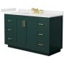 Wyndham Collection Miranda 54" Free Standing Single Basin Vanity Set with Cabinet and Quartz Vanity Top Green / White Quartz Top / Brushed Gold Hardware