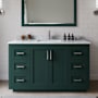 Wyndham Collection Miranda 54" Free Standing Single Basin Vanity Set with Cabinet, Marble Vanity Top, and Framed Mirror Green / White Carrara Marble Top / Brushed Nickel Hardware