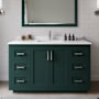Wyndham Collection Miranda 54" Free Standing Single Basin Vanity Set with Cabinet and Cultured Marble Vanity Top Green / White Cultured Marble Top / Brushed Nickel Hardware