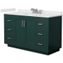 Wyndham Collection Miranda 54" Free Standing Single Basin Vanity Set with Cabinet and Quartz Vanity Top Green / White Quartz Top / Brushed Nickel Hardware
