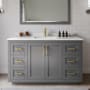Wyndham Collection Miranda 54" Free Standing Single Basin Vanity Set with Cabinet and Cultured Marble Vanity Top Dark Gray / Carrara Cultured Marble Top / Brushed Gold Hardware