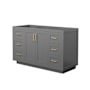 Wyndham Collection Miranda 54" Single Free Standing Vanity Cabinet Only - Less Vanity Top Dark Gray / Brushed Gold Hardware