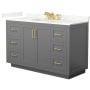Wyndham Collection Miranda 54" Free Standing Single Basin Vanity Set with Cabinet and Quartz Vanity Top Dark Gray / Giotto Quartz Top / Brushed Gold Hardware