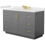 Wyndham Collection Miranda 54" Free Standing Single Basin Vanity Set with Cabinet and Quartz Vanity Top Dark Gray / White Quartz Top / Brushed Gold Hardware