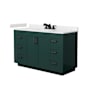 Wyndham Collection Miranda 54" Free Standing Single Basin Vanity Set with Cabinet and Cultured Marble Vanity Top Green / Carrara Cultured Marble Top / Matte Black Hardware