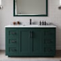 Wyndham Collection Miranda 54" Free Standing Single Basin Vanity Set with Cabinet, Marble Vanity Top, and Framed Mirror Green / White Carrara Marble Top / Matte Black Hardware