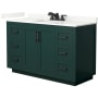 Wyndham Collection Miranda 54" Free Standing Single Basin Vanity Set with Cabinet and Quartz Vanity Top Green / Giotto Quartz Top / Matte Black Hardware