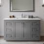 Wyndham Collection Miranda 54" Free Standing Single Basin Vanity Set with Cabinet and Cultured Marble Vanity Top Dark Gray / Carrara Cultured Marble Top / Brushed Nickel Hardware