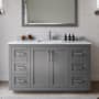 Wyndham Collection Miranda 54" Free Standing Single Basin Vanity Set with Cabinet, Marble Vanity Top, and Framed Mirror Dark Gray / White Carrara Marble Top / Brushed Nickel Hardware