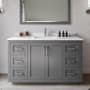 Wyndham Collection Miranda 54" Free Standing Single Basin Vanity Set with Cabinet and Cultured Marble Vanity Top Dark Gray / White Cultured Marble Top / Brushed Nickel Hardware