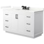 Wyndham Collection Miranda 54" Free Standing Single Basin Vanity Set with Cabinet and Quartz Vanity Top White / Giotto Quartz Top / Matte Black Hardware