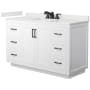 Wyndham Collection Miranda 54" Free Standing Single Basin Vanity Set with Cabinet and Quartz Vanity Top White / White Quartz Top / Matte Black Hardware
