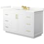 Wyndham Collection Miranda 54" Free Standing Single Basin Vanity Set with Cabinet and Quartz Vanity Top White / Giotto Quartz Top / Brushed Gold Hardware