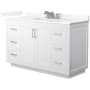 Wyndham Collection Miranda 54" Free Standing Single Basin Vanity Set with Cabinet and Quartz Vanity Top White / Giotto Quartz Top / Brushed Nickel Hardware