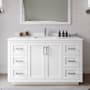Wyndham Collection Miranda 54" Free Standing Single Basin Vanity Set with Cabinet and Cultured Marble Vanity Top White / White Cultured Marble Top / Brushed Nickel Hardware