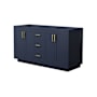 Wyndham Collection Miranda 60" Double Free Standing Vanity Cabinet Only - Less Vanity Top Dark Blue / Brushed Gold Hardware