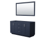 Wyndham Collection Miranda 60" Double Free Standing Vanity Cabinet - Less Vanity Top Dark Blue / Brushed Nickel Hardware