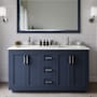 Wyndham Collection Miranda 60" Free Standing Double Basin Vanity Set with Cabinet, Quartz Vanity Top, and Framed Mirror Dark Blue / Giotto Quartz Top / Brushed Nickel Hardware