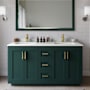 Wyndham Collection Miranda 60" Free Standing Double Basin Vanity Set with Cabinet, Quartz Vanity Top, and Framed Mirror Green / Giotto Quartz Top / Brushed Gold Hardware