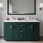 Wyndham Collection Miranda 60" Free Standing Double Basin Vanity Set with Cabinet, Cultured Marble Vanity Top, and Framed Mirror Green / White Cultured Marble Top / Brushed Gold Hardware