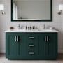Wyndham Collection Miranda 60" Free Standing Double Basin Vanity Set with Cabinet, Cultured Marble Vanity Top, and Framed Mirror Green / Carrara Cultured Marble Top / Brushed Nickel Hardware