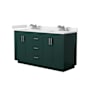 Wyndham Collection Miranda 60" Free Standing Double Basin Vanity Set with Cabinet and Cultured Marble Vanity Top Green / White Cultured Marble Top / Brushed Nickel Hardware