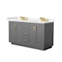 Wyndham Collection Miranda 60" Free Standing Double Basin Vanity Set with Cabinet and Cultured Marble Vanity Top Dark Gray / Carrara Cultured Marble Top / Brushed Gold Hardware