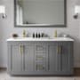 Wyndham Collection Miranda 60" Free Standing Double Basin Vanity Set with Cabinet and Quartz Vanity Top Dark Gray / Giotto Quartz Top / Brushed Gold Hardware