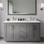Wyndham Collection Miranda 60" Free Standing Double Basin Vanity Set with Cabinet, Cultured Marble Vanity Top, and Framed Mirror Dark Gray / White Cultured Marble Top / Brushed Gold Hardware