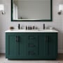 Wyndham Collection Miranda 60" Free Standing Double Basin Vanity Set with Cabinet, Quartz Vanity Top, and Framed Mirror Green / Giotto Quartz Top / Matte Black Hardware