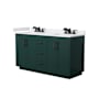 Wyndham Collection Miranda 60" Free Standing Double Basin Vanity Set with Cabinet and Cultured Marble Vanity Top Green / White Cultured Marble Top / Matte Black Hardware