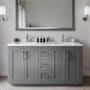 Wyndham Collection Miranda 60" Free Standing Double Basin Vanity Set with Cabinet, Cultured Marble Vanity Top, and Framed Mirror Dark Gray / Carrara Cultured Marble Top / Brushed Nickel Hardware