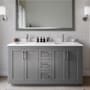 Wyndham Collection Miranda 60" Free Standing Double Basin Vanity Set with Cabinet, Cultured Marble Vanity Top, and Framed Mirror Dark Gray / White Cultured Marble Top / Brushed Nickel Hardware