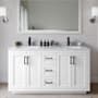 Wyndham Collection Miranda 60" Free Standing Double Basin Vanity Set with Cabinet, Marble Vanity Top, and Framed Mirror White / White Carrara Marble Top / Matte Black Hardware