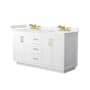 Wyndham Collection Miranda 60" Free Standing Double Basin Vanity Set with Cabinet and Cultured Marble Vanity Top White / Carrara Cultured Marble Top / Brushed Gold Hardware