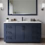 Wyndham Collection Miranda 60" Free Standing Single Basin Vanity Set with Cabinet and Cultured Marble Vanity Top Dark Blue / Carrara Cultured Marble Top / Matte Black Hardware