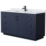 Dark Blue / White Carrara Marble Top / Matte Black Hardware