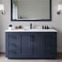 Wyndham Collection Miranda 60" Free Standing Single Basin Vanity Set with Cabinet and Cultured Marble Vanity Top Dark Blue / White Cultured Marble Top / Matte Black Hardware