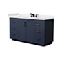 Wyndham Collection Miranda 60" Free Standing Single Basin Vanity Set with Cabinet and Cultured Marble Vanity Top Dark Blue / White Cultured Marble Top / Matte Black Hardware