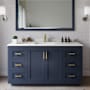 Wyndham Collection Miranda 60" Free Standing Single Basin Vanity Set with Cabinet and Quartz Vanity Top Dark Blue / Giotto Quartz Top / Brushed Gold Hardware